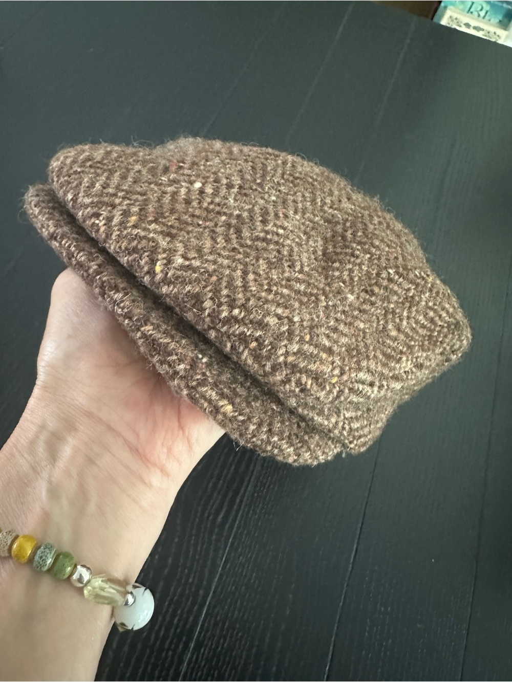 🌳 “Hanna Hats” ~ Brown Tweed Newsboy Cap - Picture 4 of 13